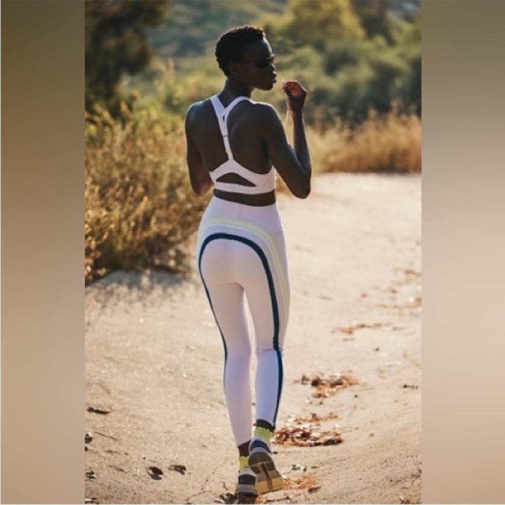 Women's White and Blue Athletic Leggings